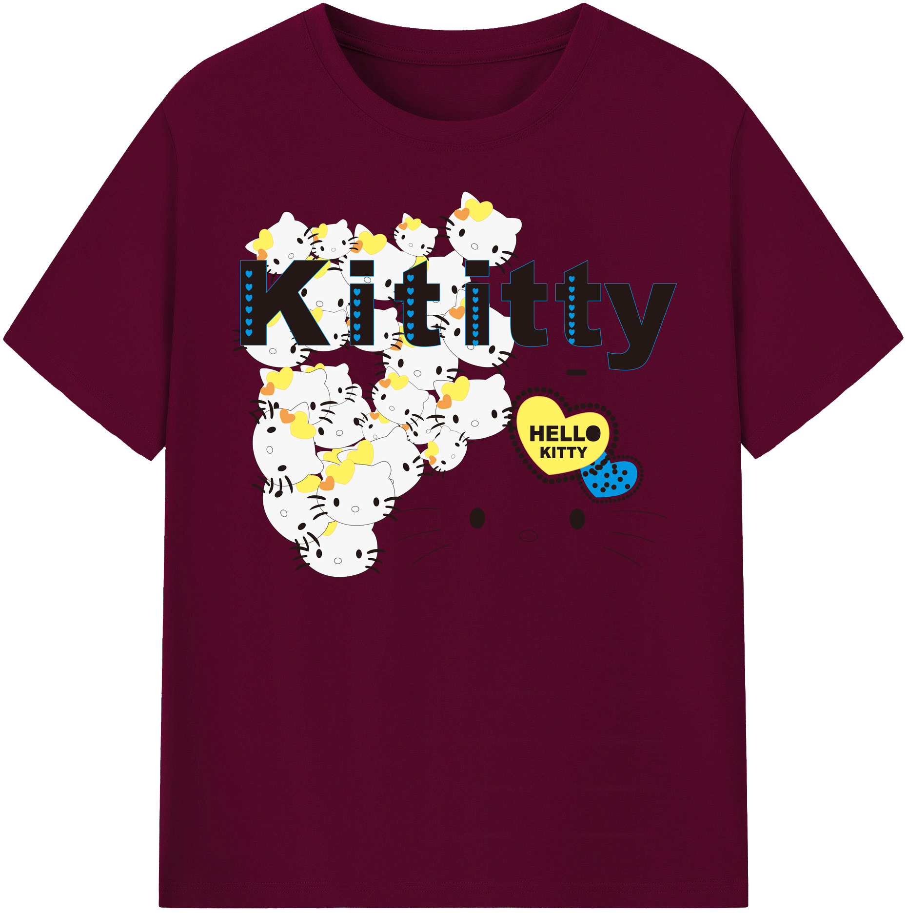 （画像用） Hello Kitty ハローキティ レディースカジュアルプリントTシャツ（綿100％）